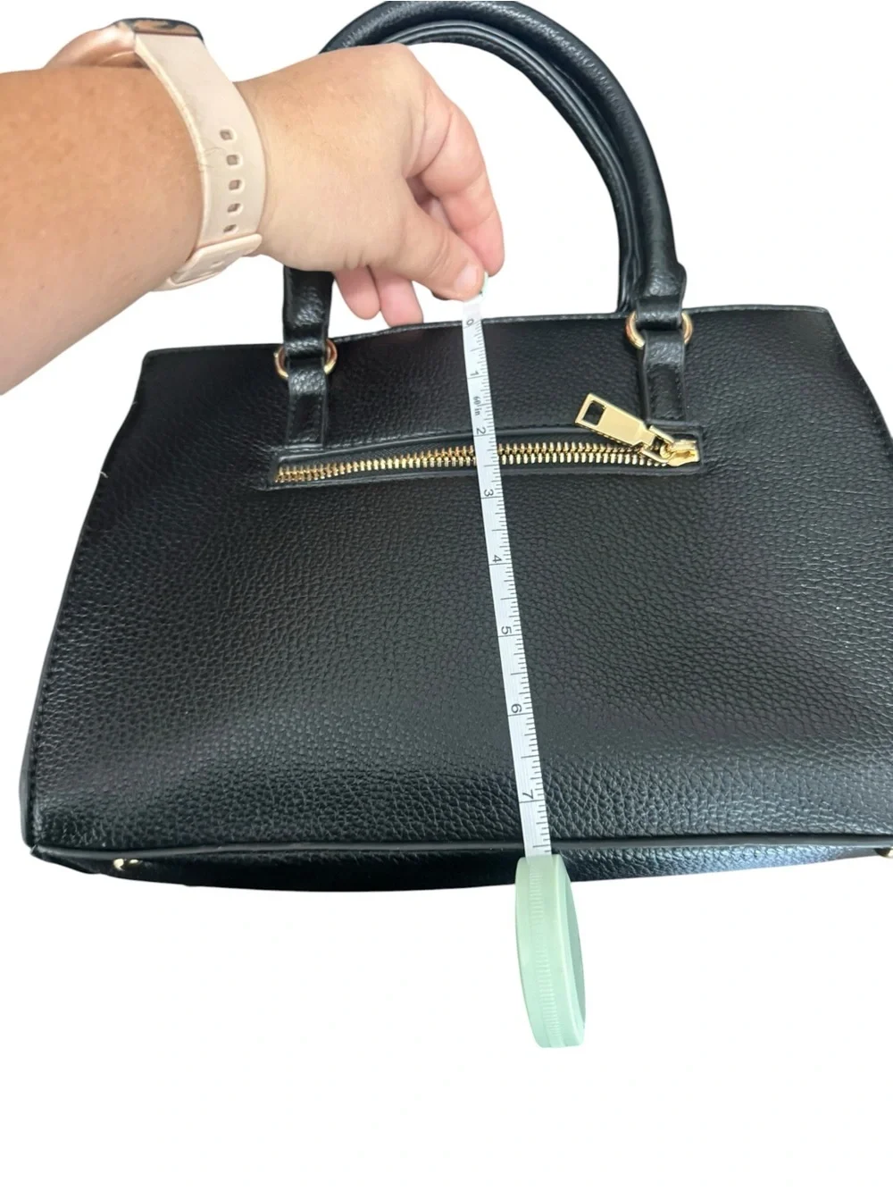Classic Black Structured Satchel Handbag - Leather-Texture Finish